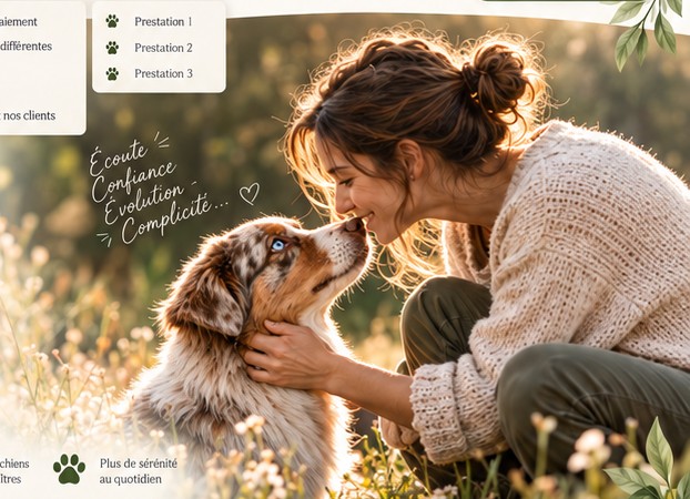 Moment de complicité entre une personne et son chien